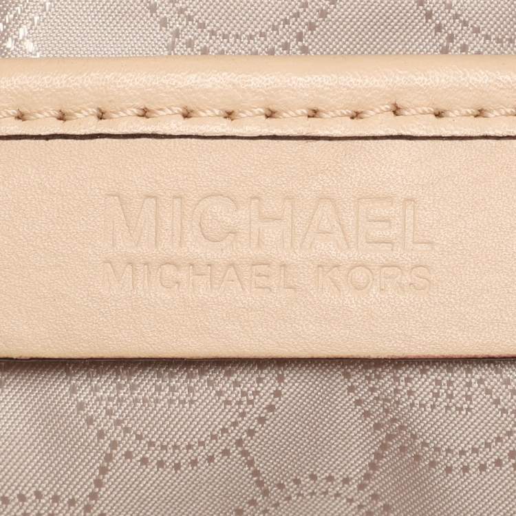 Pre Owned MICHAEL Michael Kors Brown Coated Canvas And Leather Jet Set Travel Tote