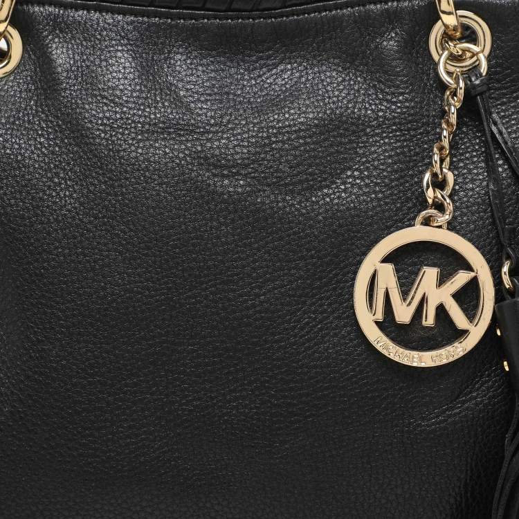 Pre Owned MICHAEL Michael Kors Black Leather Tassel Satchel