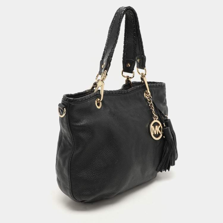 Pre Owned MICHAEL Michael Kors Black Leather Tassel Satchel