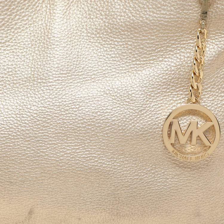 Pre Owned MICHAEL Michael Kors Gold Leather Jet Set Chain Tote