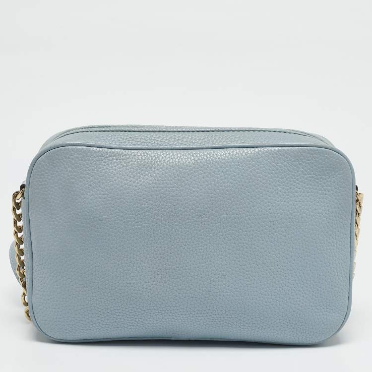 Pre Owned MICHAEL Michael Kors Pale Blue Leather Camera Shoulder Bag