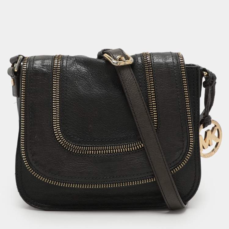 Pre Owned MICHAEL Michael Kors Navy Blue Leather Naomi Crossbody Bag