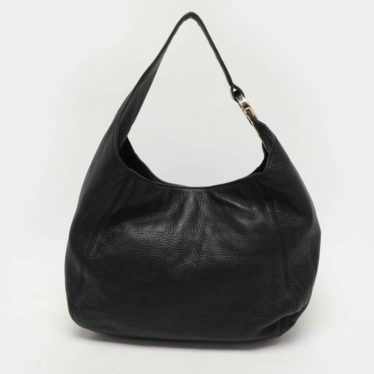 Pre Owned Michael Michael Kors Black Leather Fulton Hobo