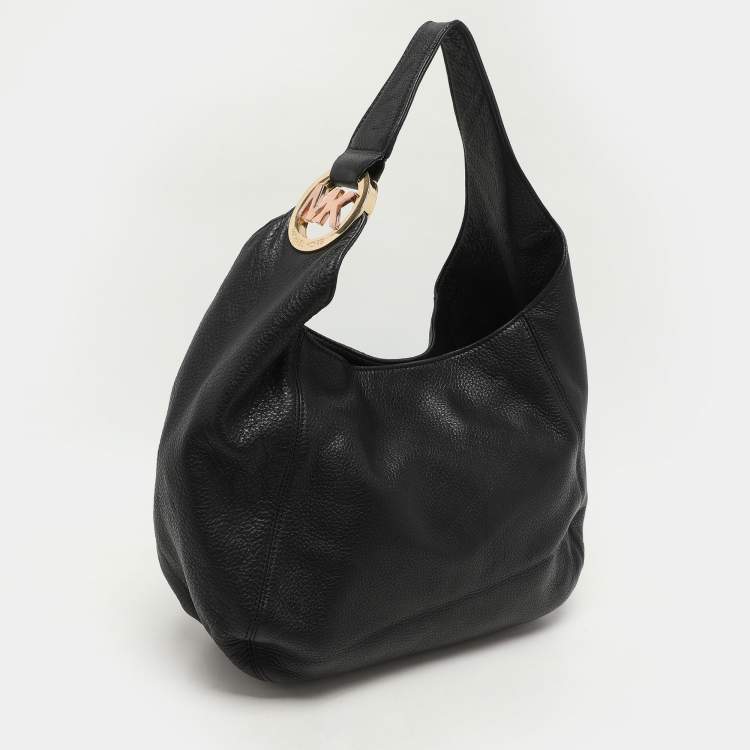 Pre Owned Michael Michael Kors Black Leather Fulton Hobo