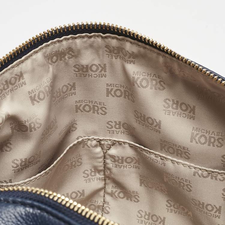 Pre Owned MICHAEL Michael Kors Navy Blue Leather Medium Grayson Satchel