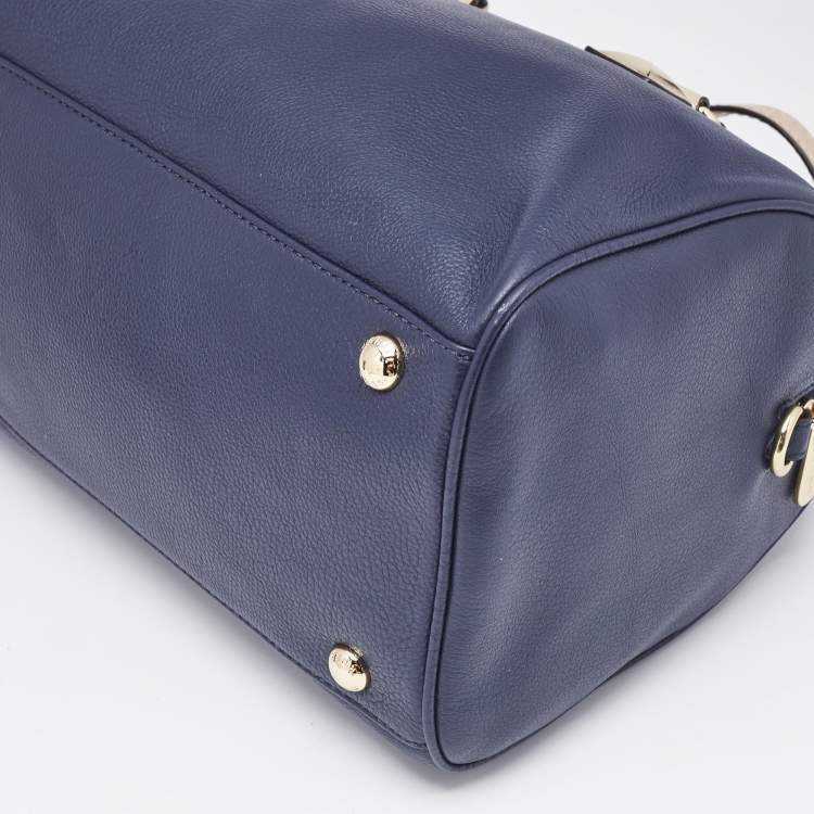 Pre Owned MICHAEL Michael Kors Navy Blue Leather Medium Grayson Satchel