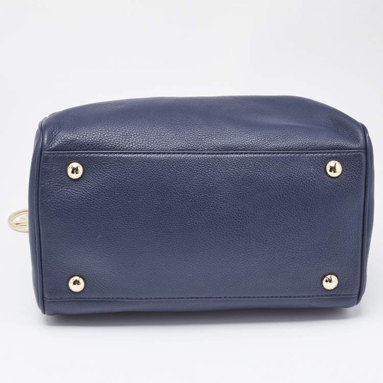 Pre Owned MICHAEL Michael Kors Navy Blue Leather Medium Grayson Satchel