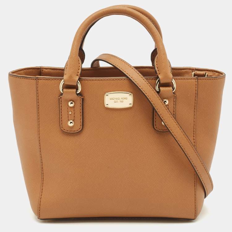 Pre Owned MICHAEL Michael Kors Brown Saffiano Leather Mini Kellen Tote