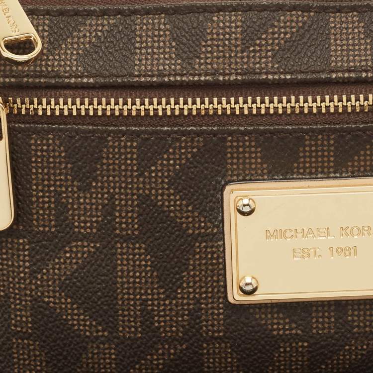Pre Owned MICHAEL Michael Kors Brown Signature Coated Canvas Pochette