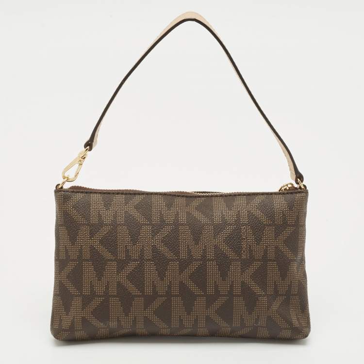Pre Owned MICHAEL Michael Kors Brown Signature Coated Canvas Pochette