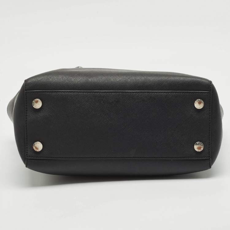 Pre Owned MICHAEL Michael Kors Black Leather Tina Zip Shopper Tote