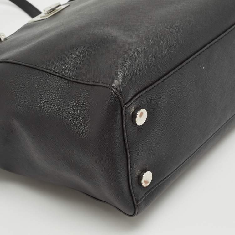 Pre Owned MICHAEL Michael Kors Black Leather Tina Zip Shopper Tote
