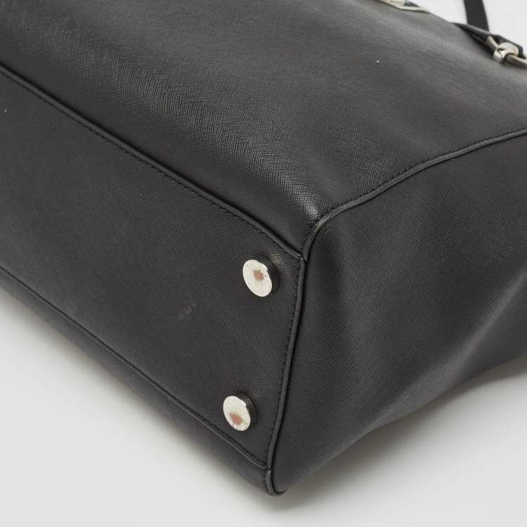 Pre Owned MICHAEL Michael Kors Black Leather Tina Zip Shopper Tote
