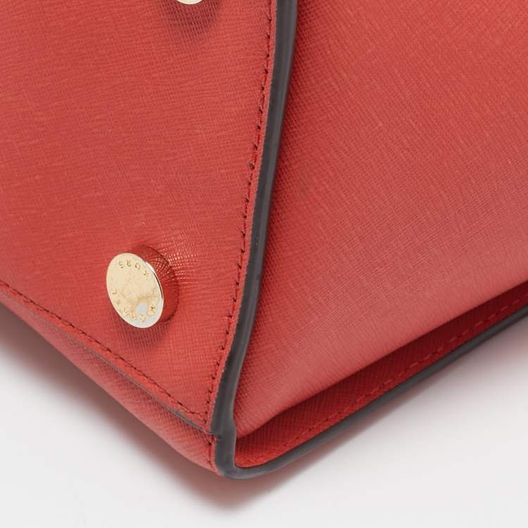 Pre Owned MICHAEL Michael Kors Red Saffiano Leather Large Selma Satchel