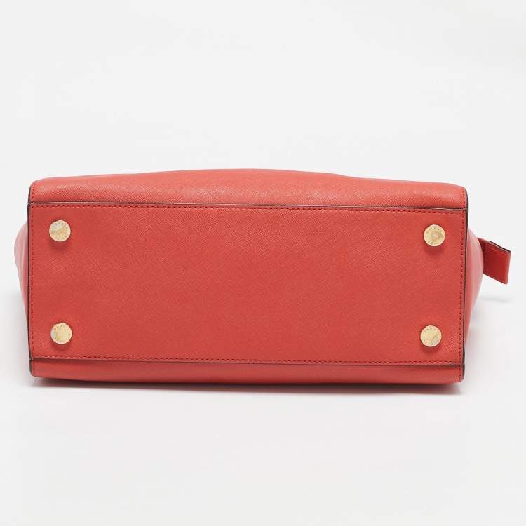 Pre Owned MICHAEL Michael Kors Red Saffiano Leather Large Selma Satchel