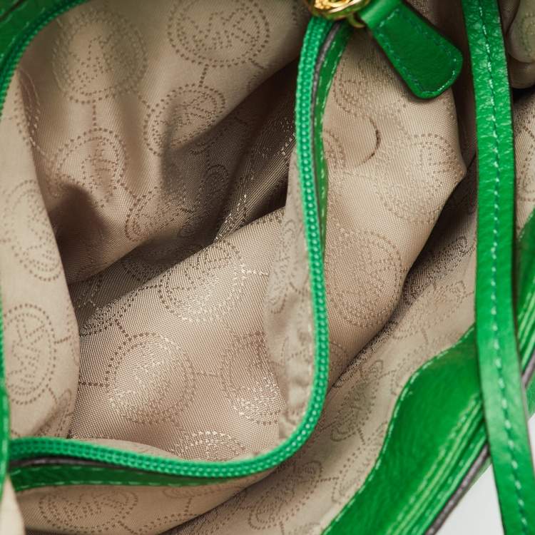 Pre Owned MICHAEL Michael Kors Green Leather Bedford Tassel Crossbody Bag