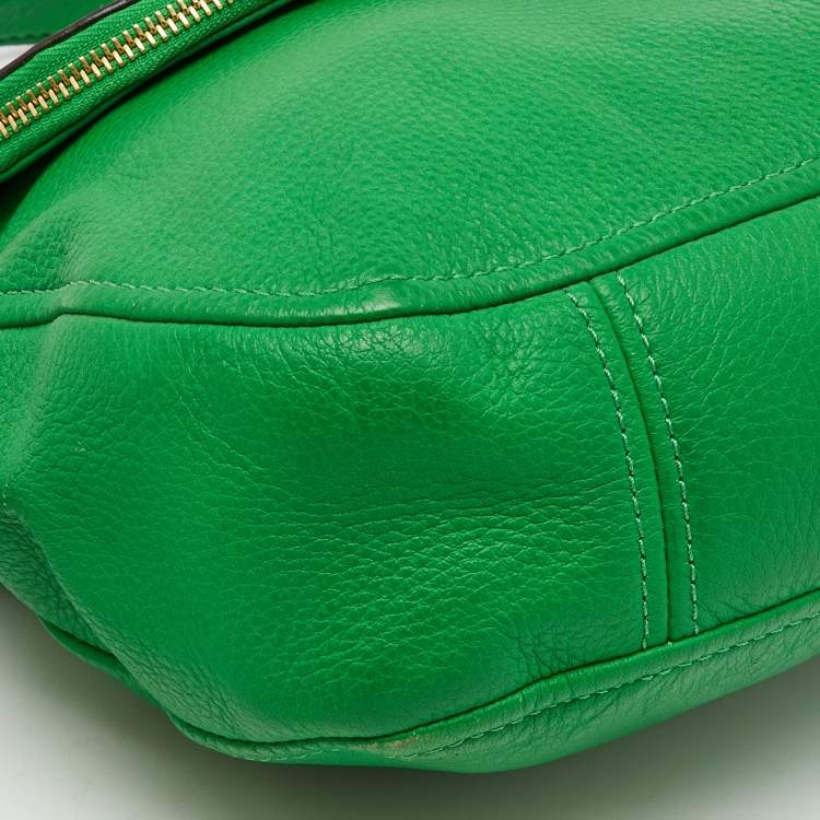 Pre Owned MICHAEL Michael Kors Green Leather Bedford Tassel Crossbody Bag