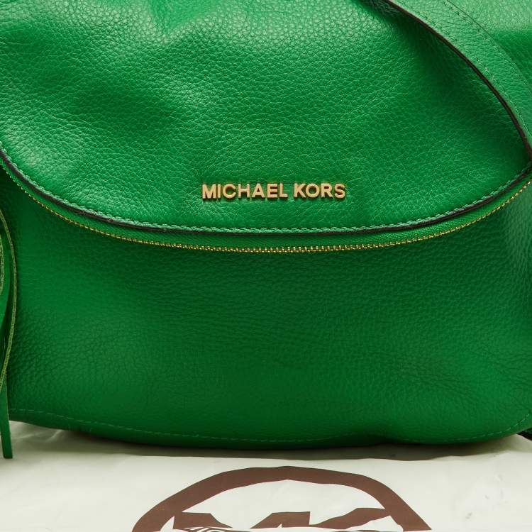 Pre Owned MICHAEL Michael Kors Green Leather Bedford Tassel Crossbody Bag