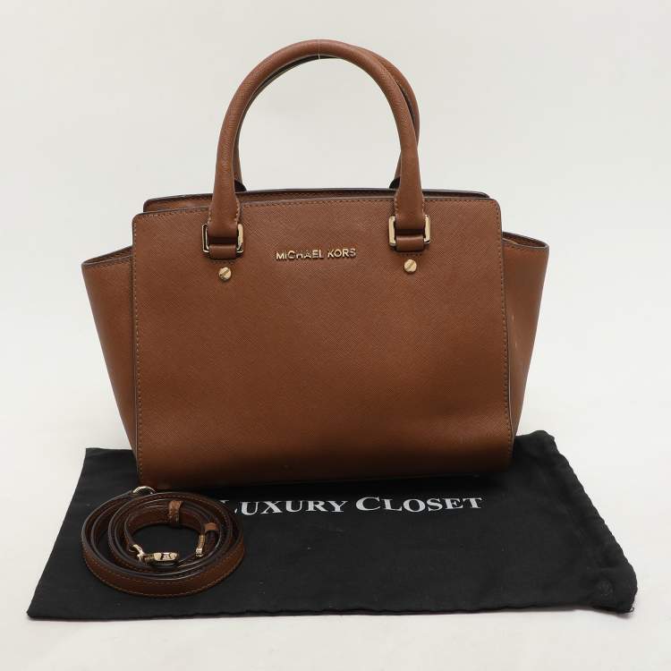 Pre Owned MICHAEL Michael Kors Brown Leather Medium Selma Satchel