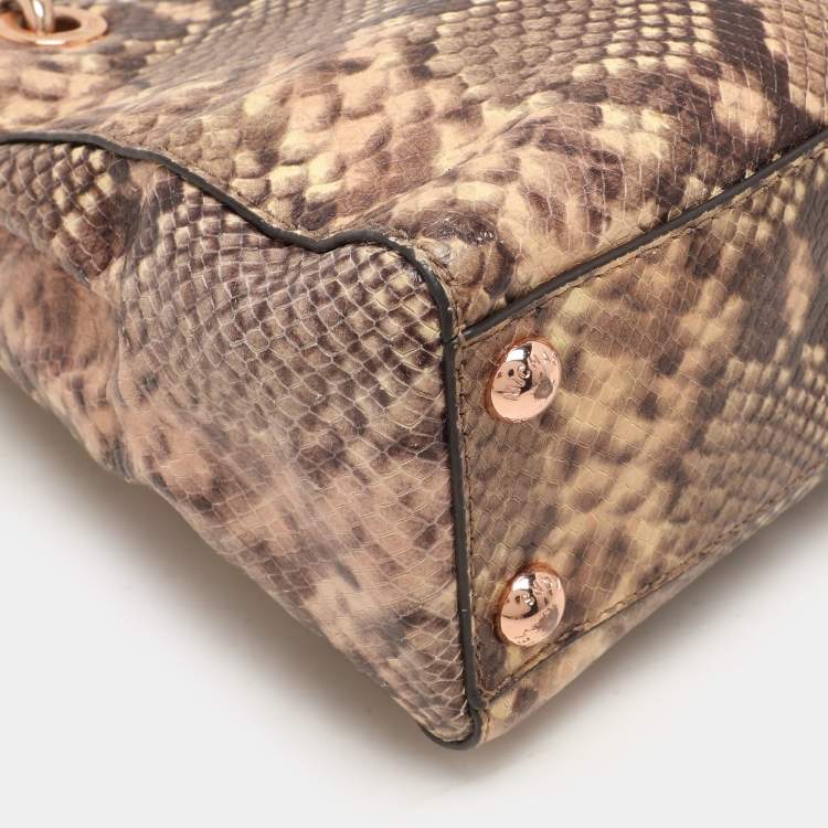 Pre Owned MICHAEL Michael Kors Brown Python Embossed Leather Small Cynthia Satchel