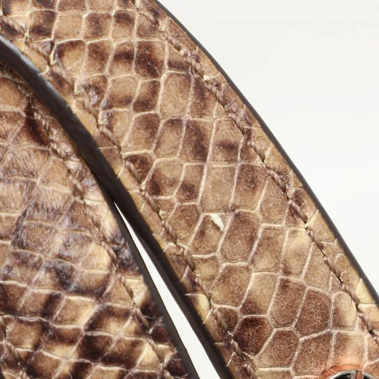 Pre Owned MICHAEL Michael Kors Brown Python Embossed Leather Small Cynthia Satchel