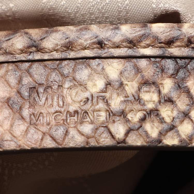 Pre Owned MICHAEL Michael Kors Brown Python Embossed Leather Small Cynthia Satchel