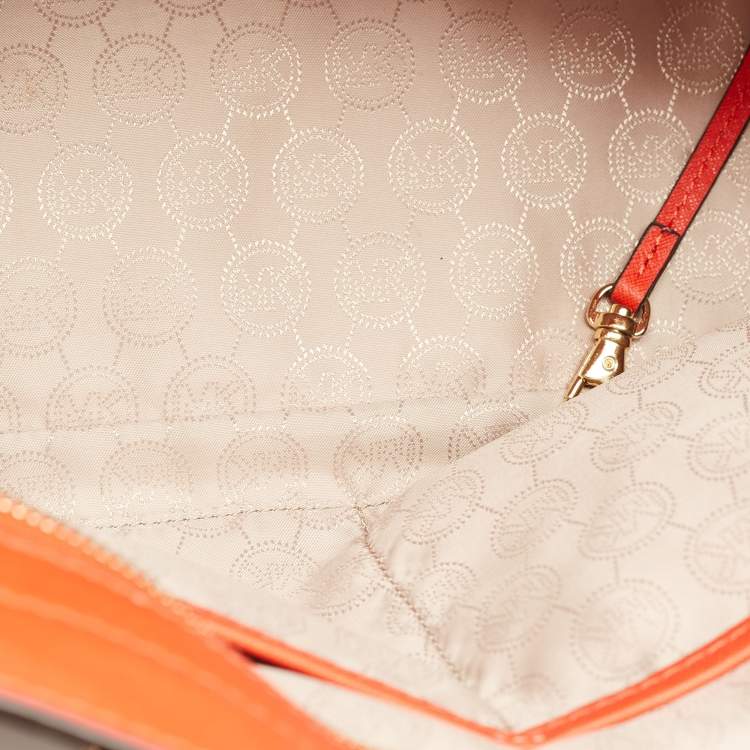 Pre Owned MICHAEL Michael Kors Red Saffiano Leather Large Selma Satchel