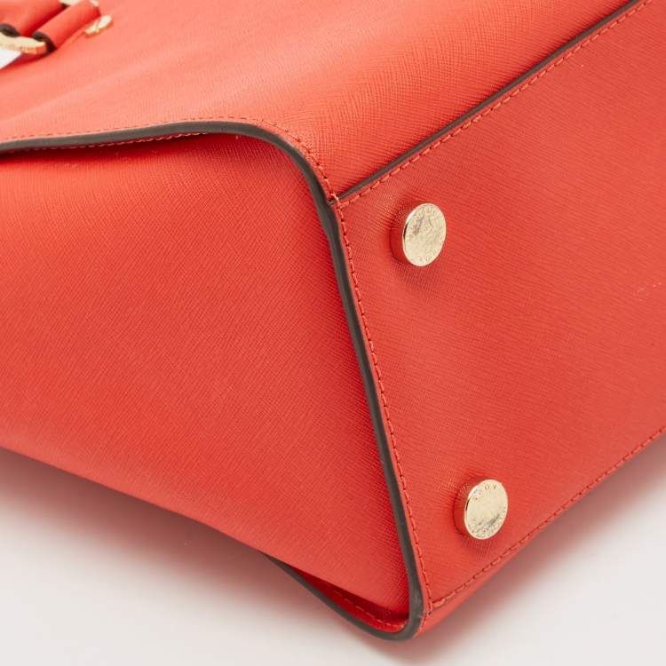 Pre Owned MICHAEL Michael Kors Red Saffiano Leather Large Selma Satchel