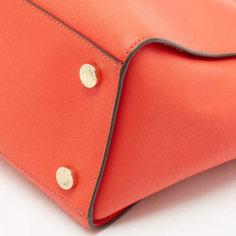 Pre Owned MICHAEL Michael Kors Red Saffiano Leather Large Selma Satchel