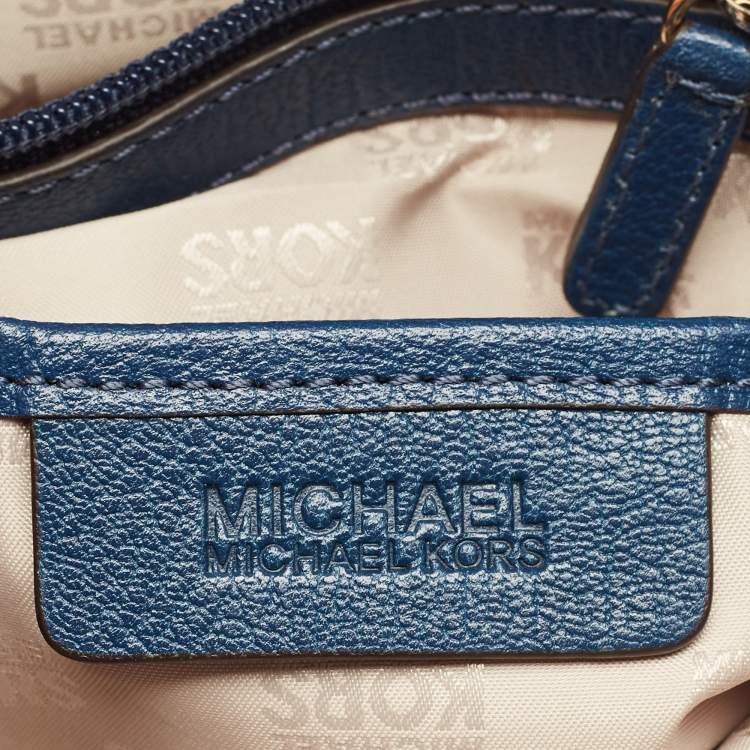 Pre Owned MICHAEL Michael Kors Blue Leather Turnlock Chain Shoulder Bag