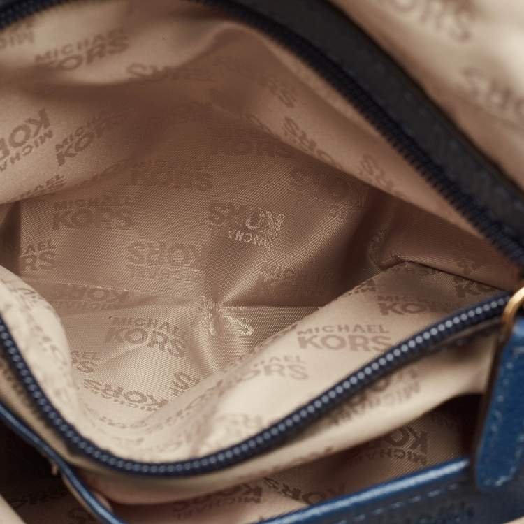 Pre Owned MICHAEL Michael Kors Blue Leather Turnlock Chain Shoulder Bag