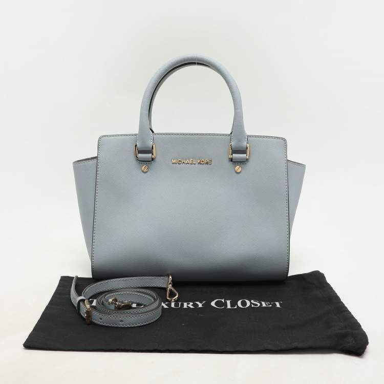 Pre Owned MICHAEL Michael Kors Blue Leather Medium Selma Satchel