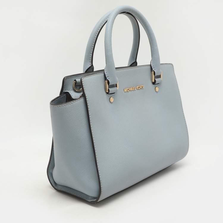 Pre Owned MICHAEL Michael Kors Blue Leather Medium Selma Satchel