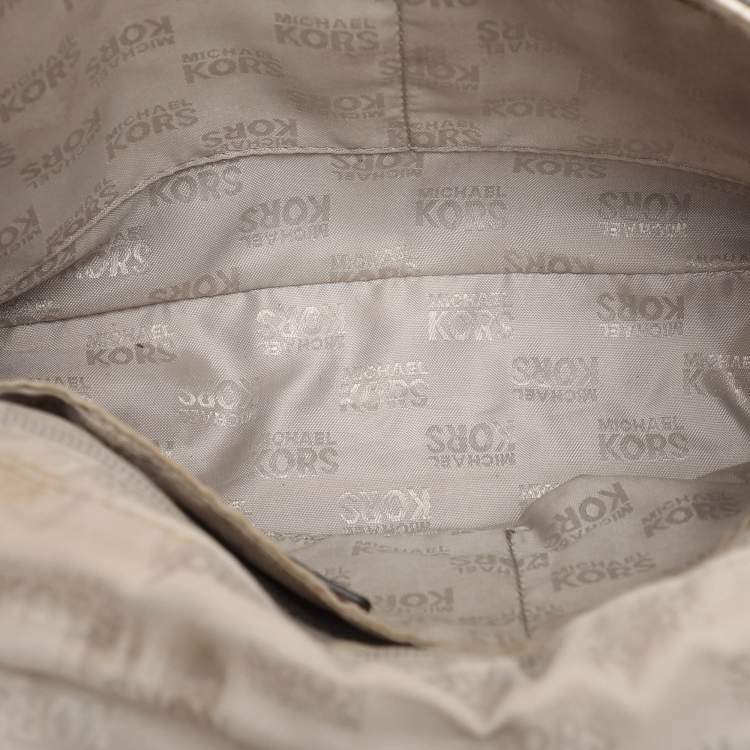 Pre Owned MICHAEL Michael Kors Grey/White Python Embossed Leather Callie Top Handle Bag