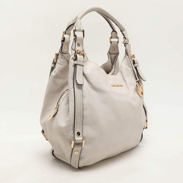 Pre Owned MICHAEL Michael Kors Off White Leather Bedford Hobo