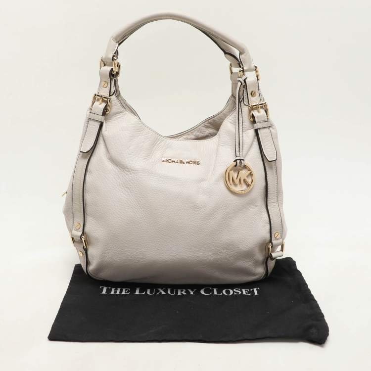 Pre Owned MICHAEL Michael Kors Off White Leather Bedford Hobo