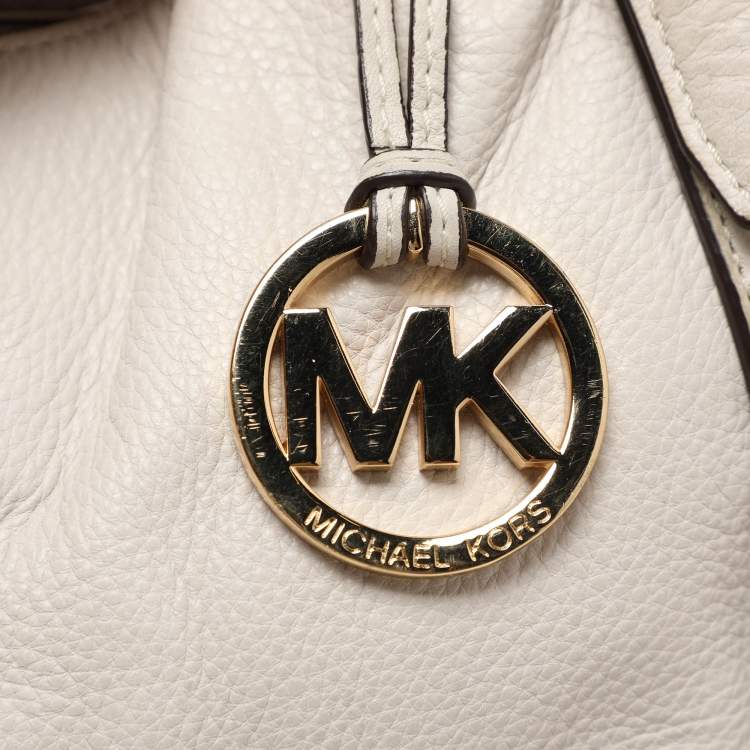 Pre Owned MICHAEL Michael Kors Off White Leather Bedford Hobo