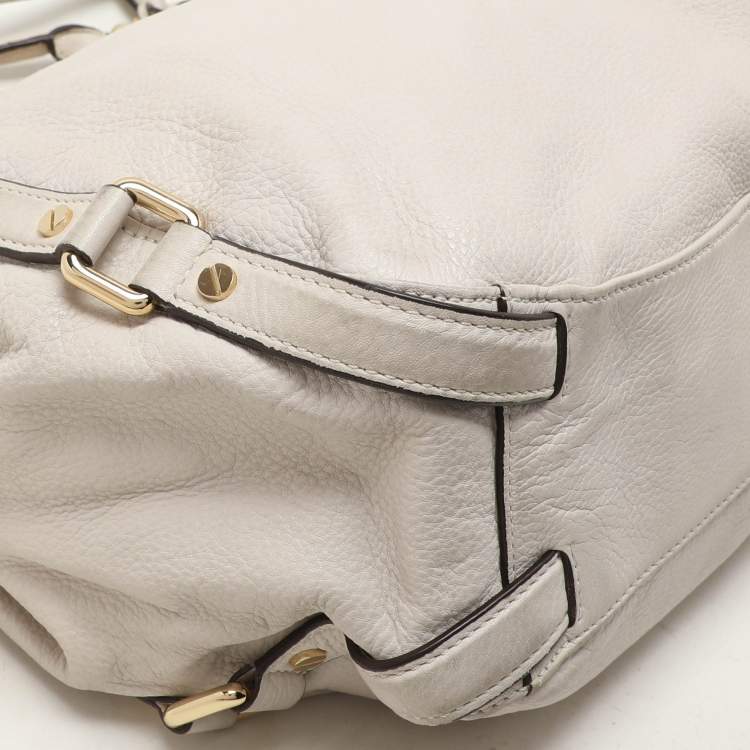 Pre Owned MICHAEL Michael Kors Off White Leather Bedford Hobo