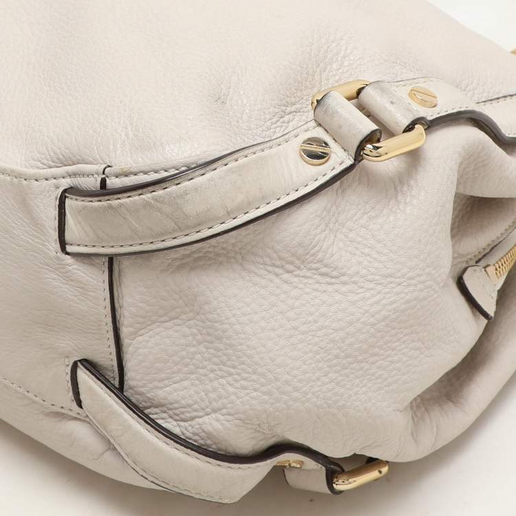 Pre Owned MICHAEL Michael Kors Off White Leather Bedford Hobo