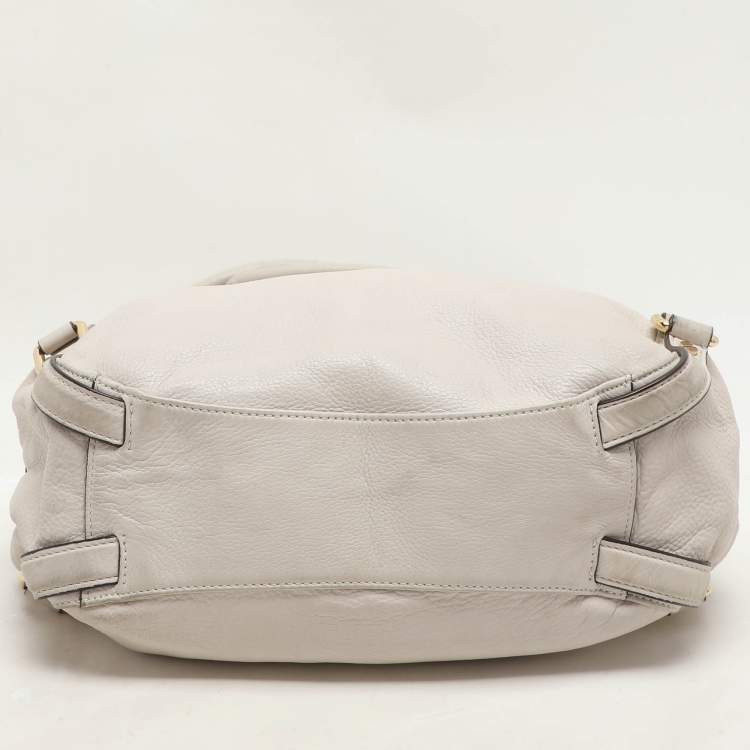 Pre Owned MICHAEL Michael Kors Off White Leather Bedford Hobo