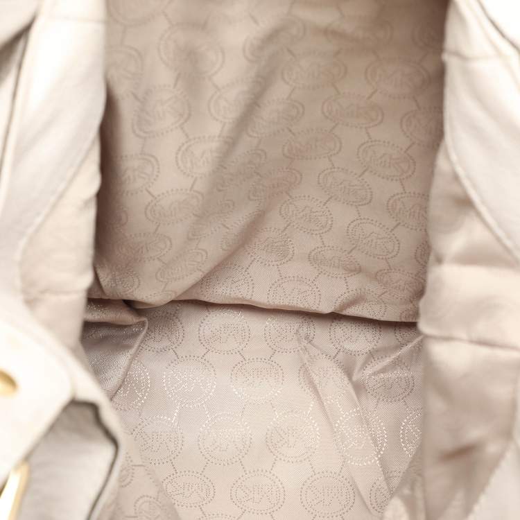 Pre Owned MICHAEL Michael Kors Off White Leather Bedford Hobo