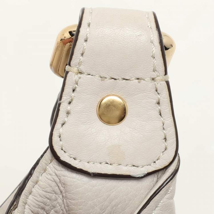 Pre Owned MICHAEL Michael Kors Off White Leather Bedford Hobo