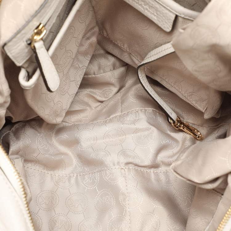 Pre Owned MICHAEL Michael Kors Off White Leather Bedford Hobo