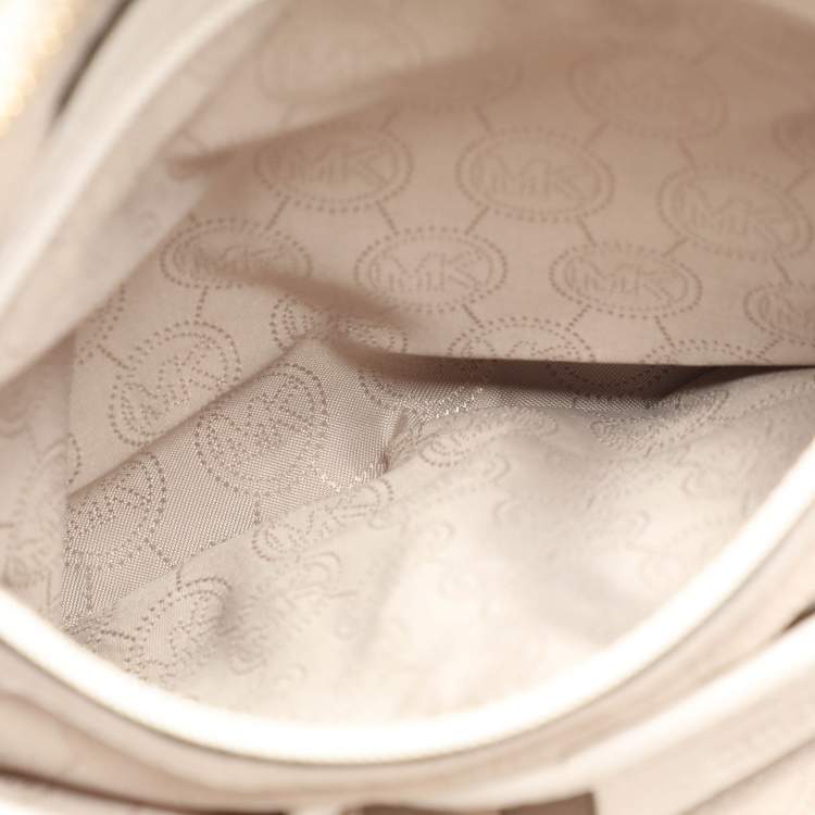 Pre Owned MICHAEL Michael Kors Off White Leather Bedford Hobo