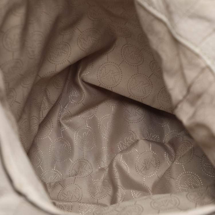 Pre Owned MICHAEL Michael Kors Off White Leather Bedford Hobo