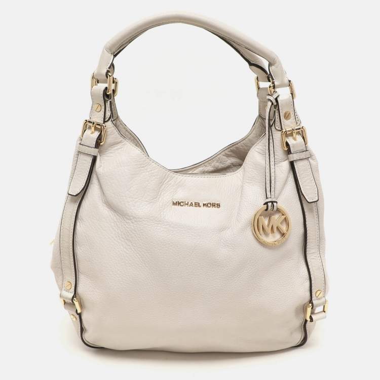 Pre Owned MICHAEL Michael Kors Off White Leather Bedford Hobo