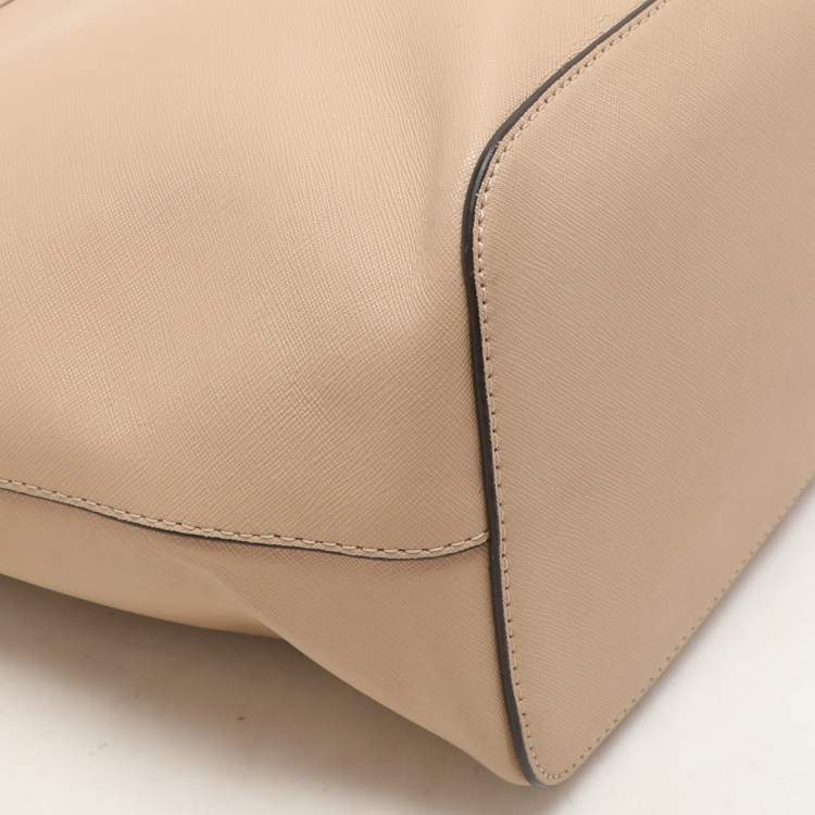 Pre Owned MICHAEL Michael Kors Beige Leather Medium Jet Set Travel Tote