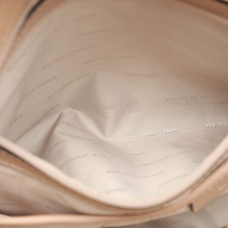 Pre Owned MICHAEL Michael Kors Beige Leather Medium Jet Set Travel Tote
