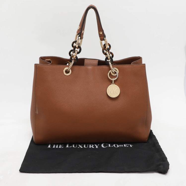 Pre Owned MICHAEL Michael Kors Brown Leather Large Cynthia Tote