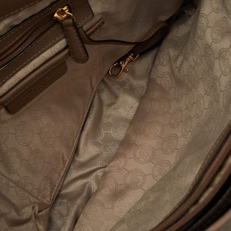 Pre Owned MICHAEL Michael Kors Brown Saffiano Leather Large Jet Set Travel Tote